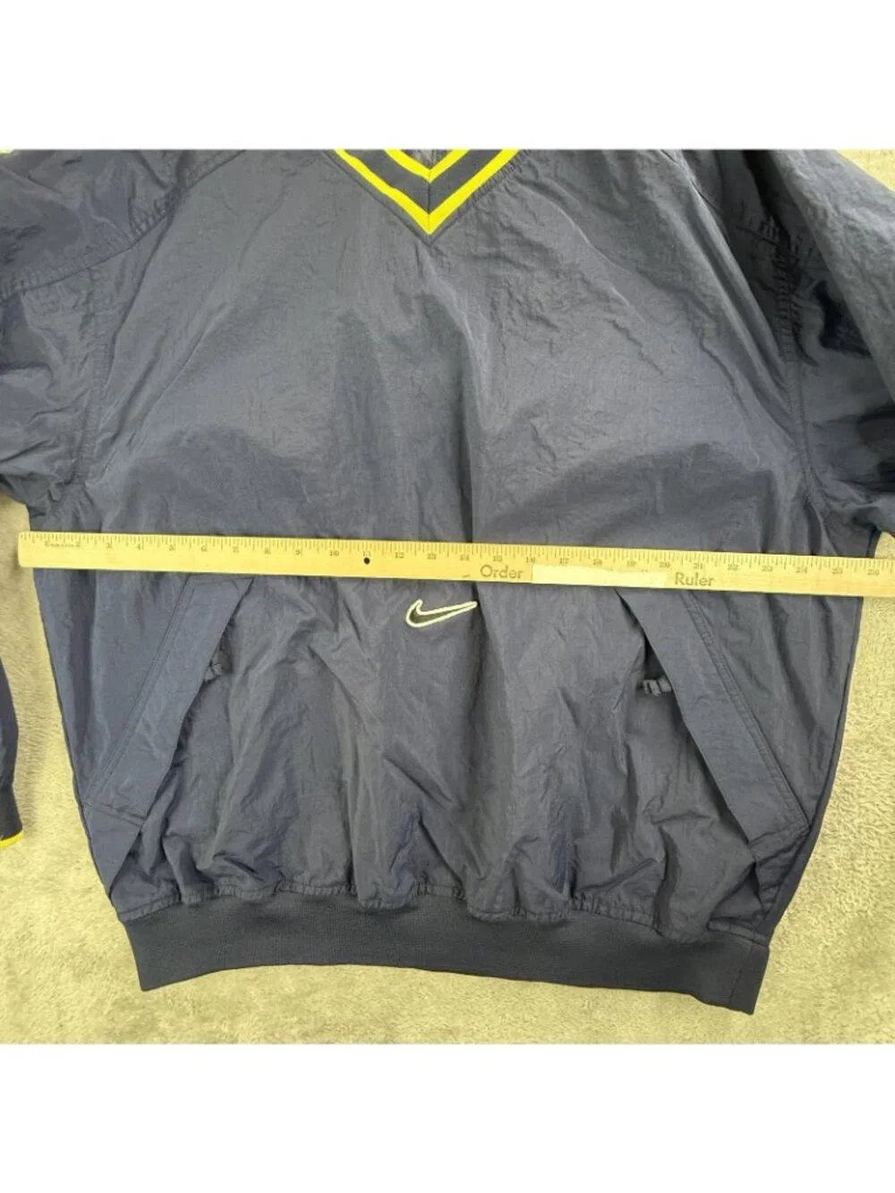 Vintage Nike Jacket Mens XL Blue V Neck Pullover Windbreaker Zip Pockets 90s